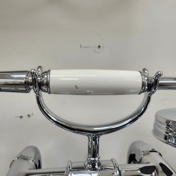 Hansgrohe Axor Series Tub Filler Faucet Montreux Cross Handles Chrome Floormodel Clearance as is Includes Hand Held Shower Head - 0
