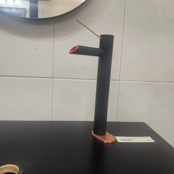 Rubi Kronos Single Hole Tall Bathroom Vanity Faucet MB/CPR RKR11XB Floormodel Clearance As is (H20)