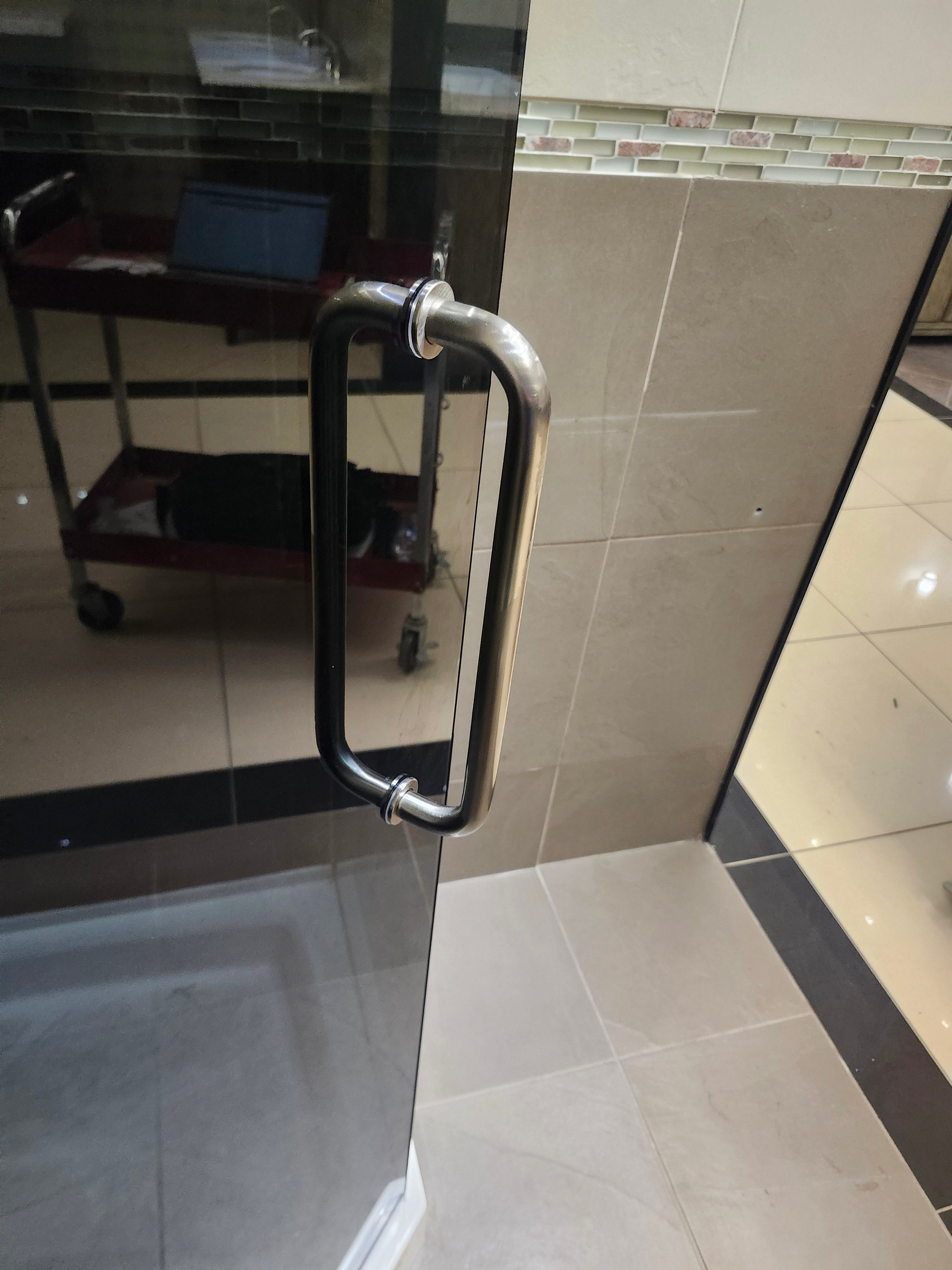 D&M Neo Angle Shower Door and Shower Base Combo (as is)