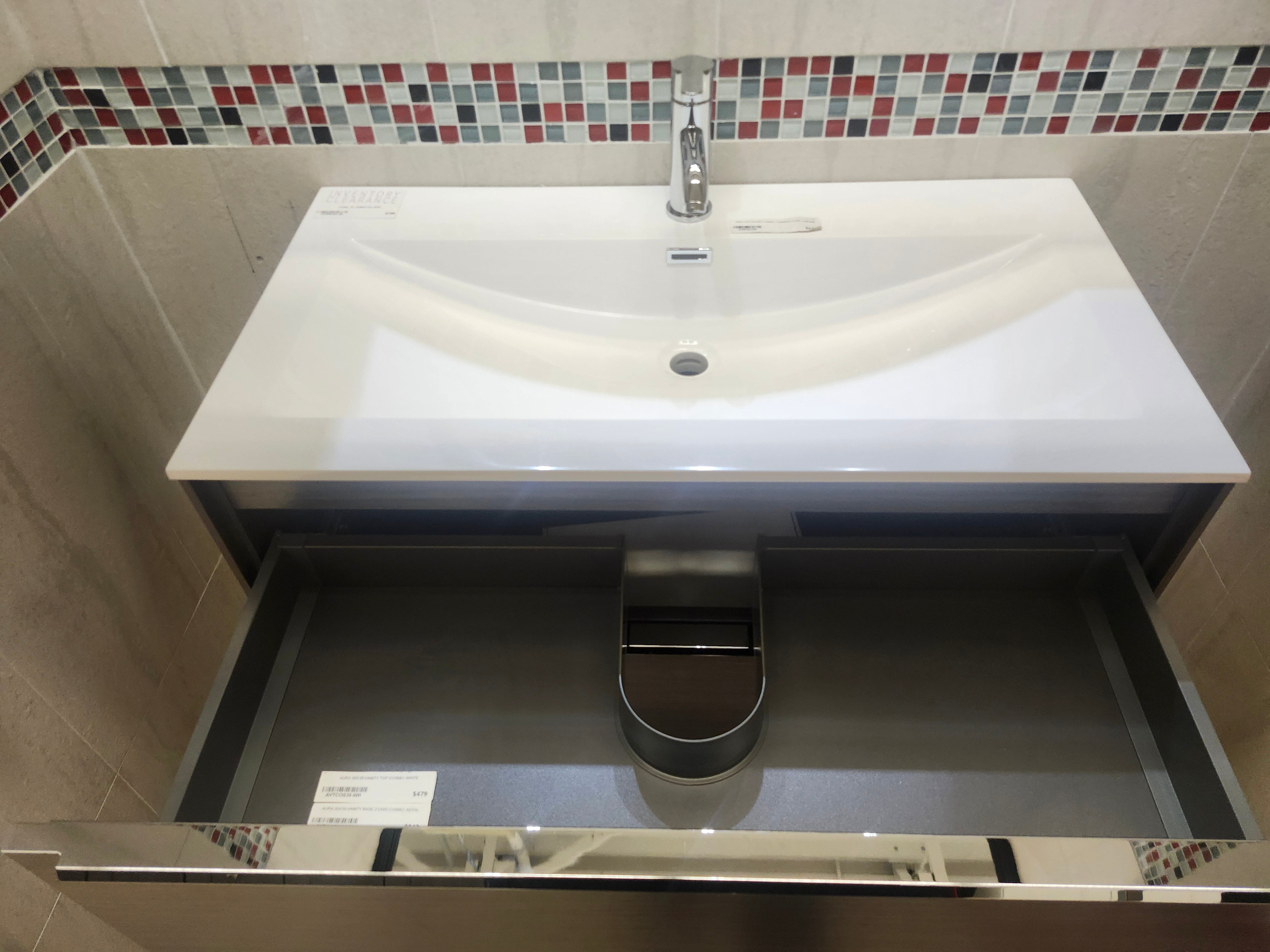 35" Cosmo Sepia Wall Vanity with Countertop Combo (as is)
