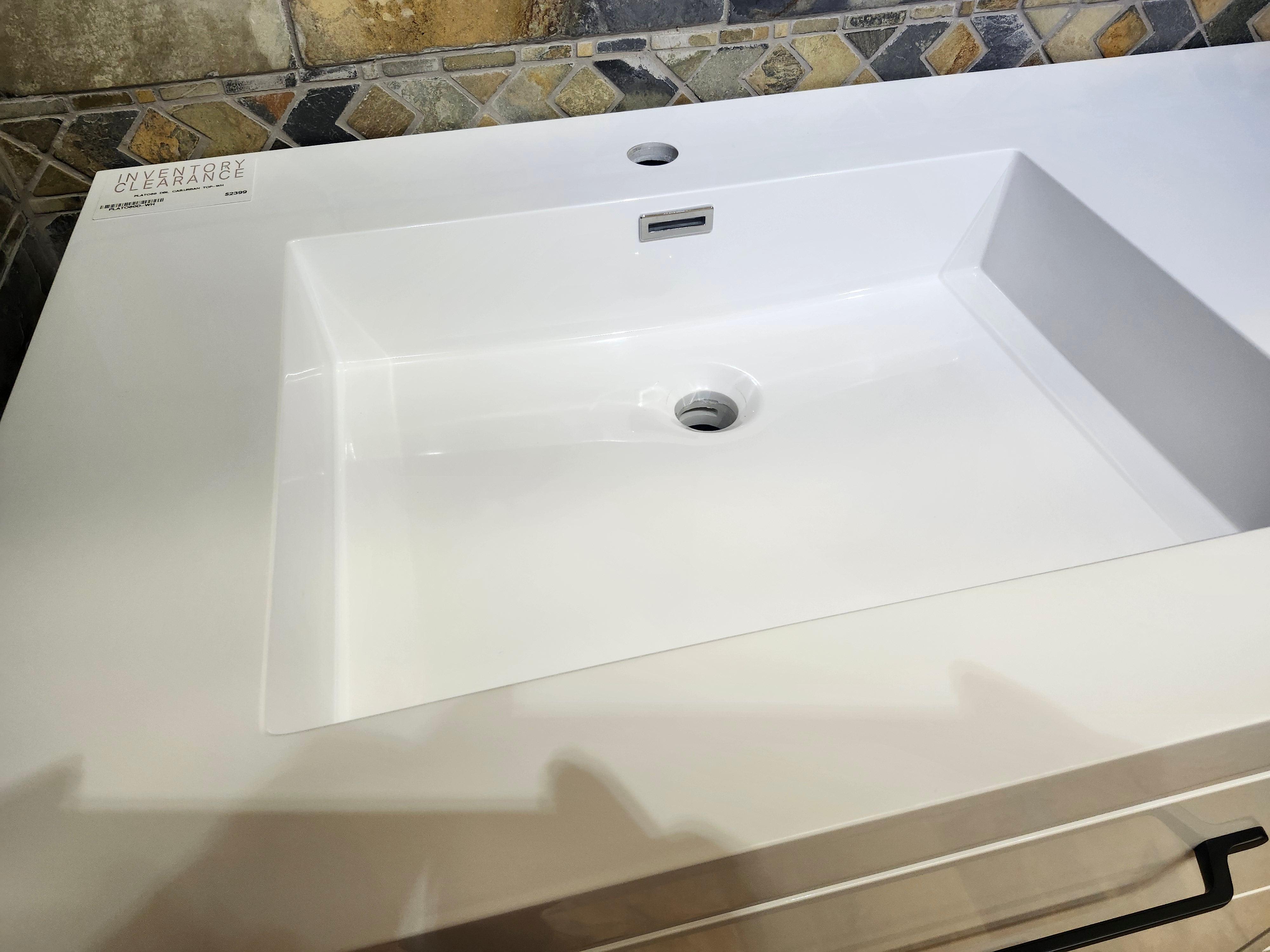 60" Aura Glossy White Plato Vanity with Double Countertop Combo (as is)