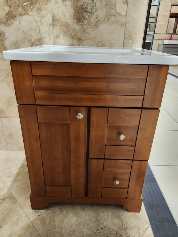 24" Lukx Caramel Vanity & Countertop Combo (as is)