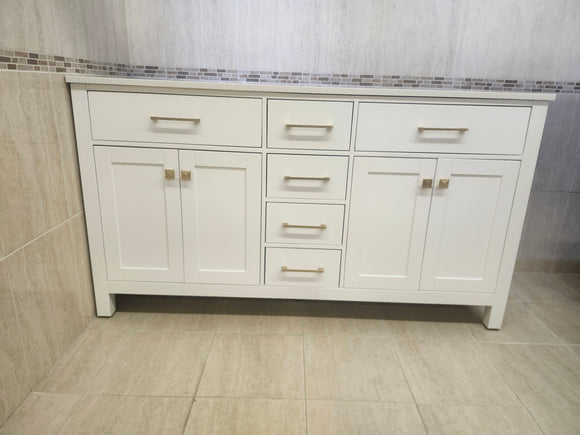 60" Laurel White Vanity and Double Countertop Combo (as is)
