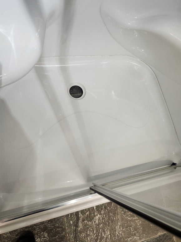 Maax walk in shower with door and built in seat (as is)