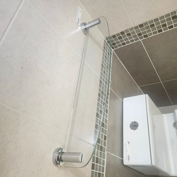 Rubinet H2O 21 Inch Glass Shelf Bathroom Accessory Floormodel As is Clearance Chrome (H19)