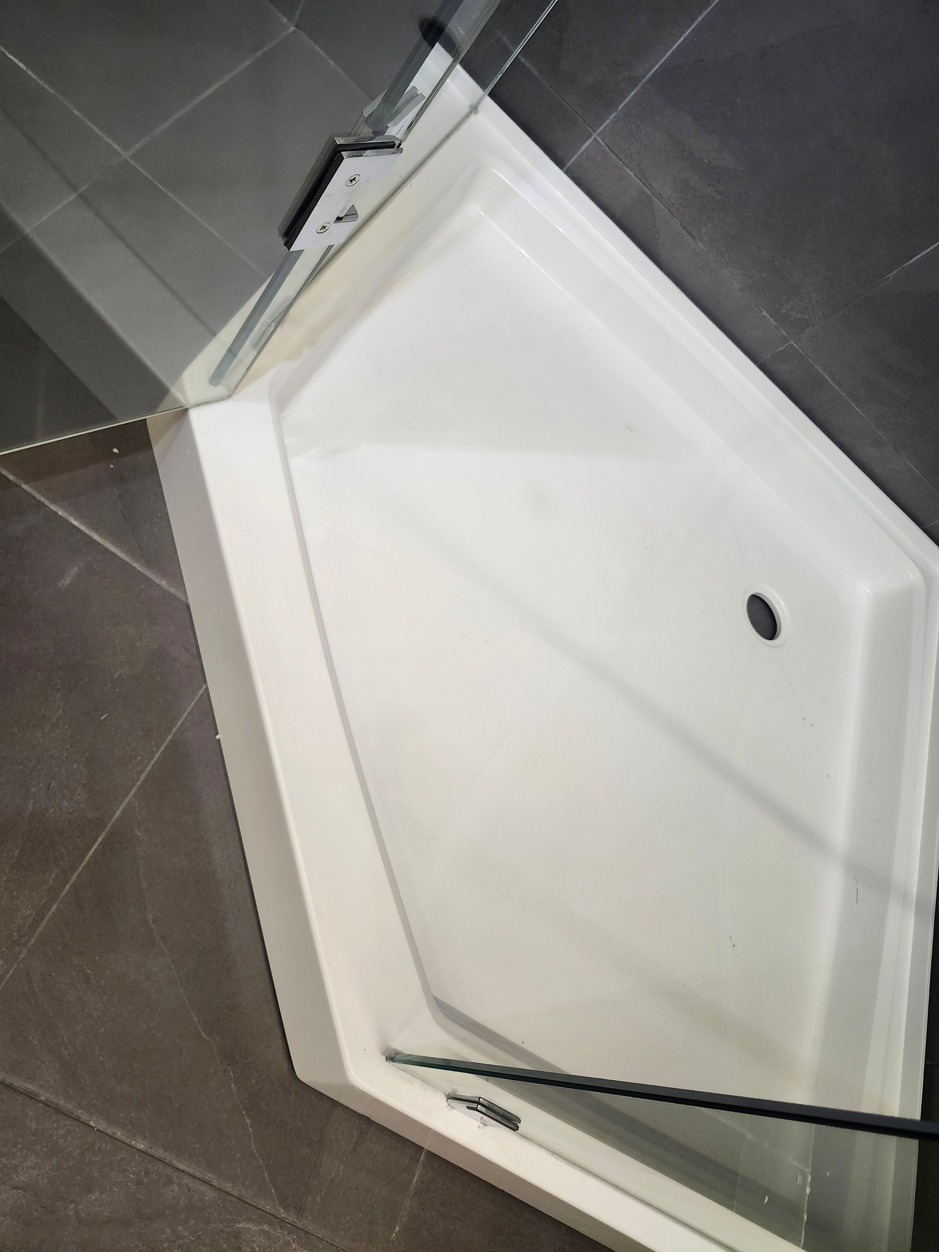 D&M Neo Angle Shower Door and Shower Base Combo (as is)