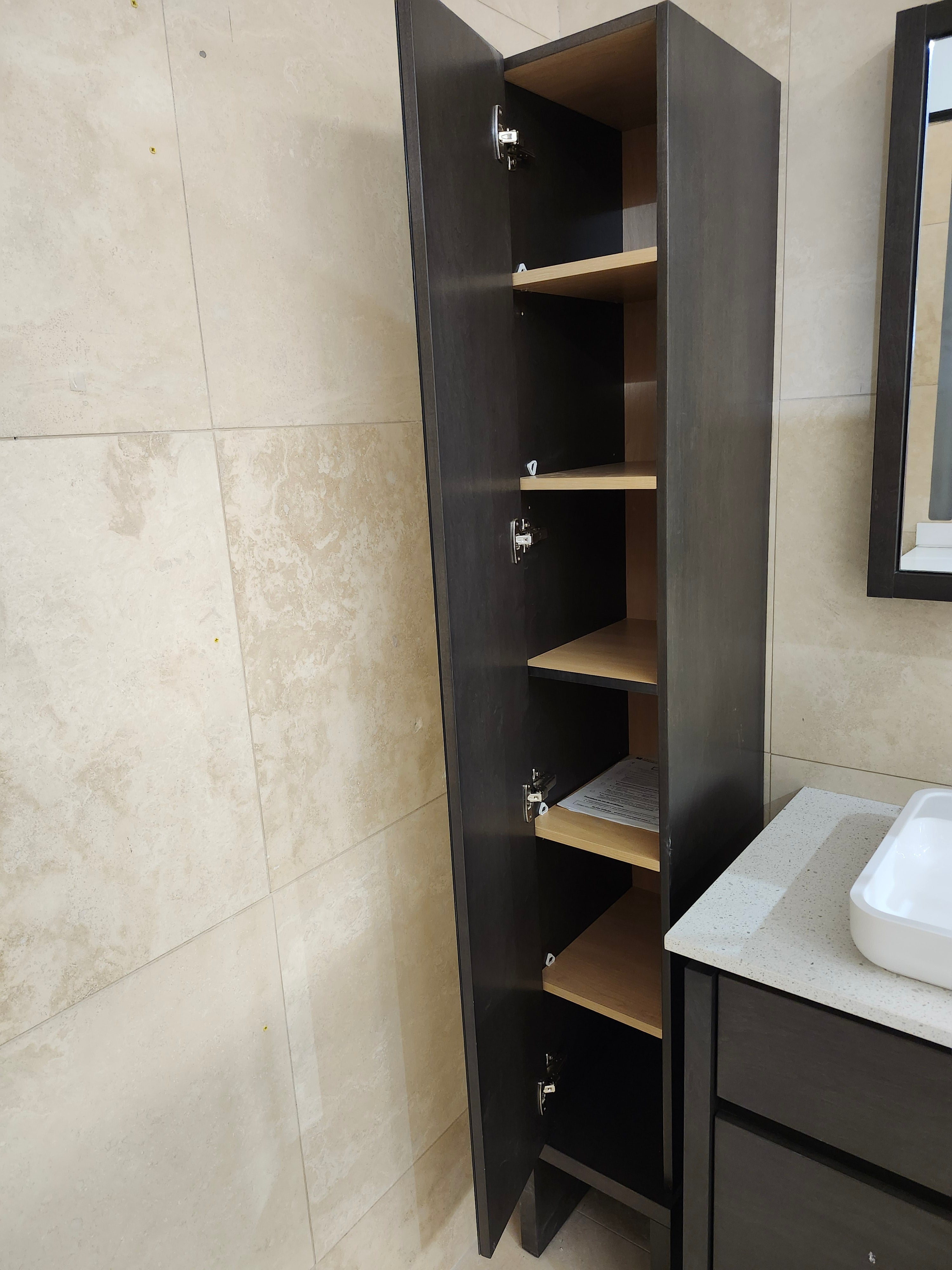 49" Vanico E129 Desk Vanity & Countertop Combo with Mirror and Linen (as is)