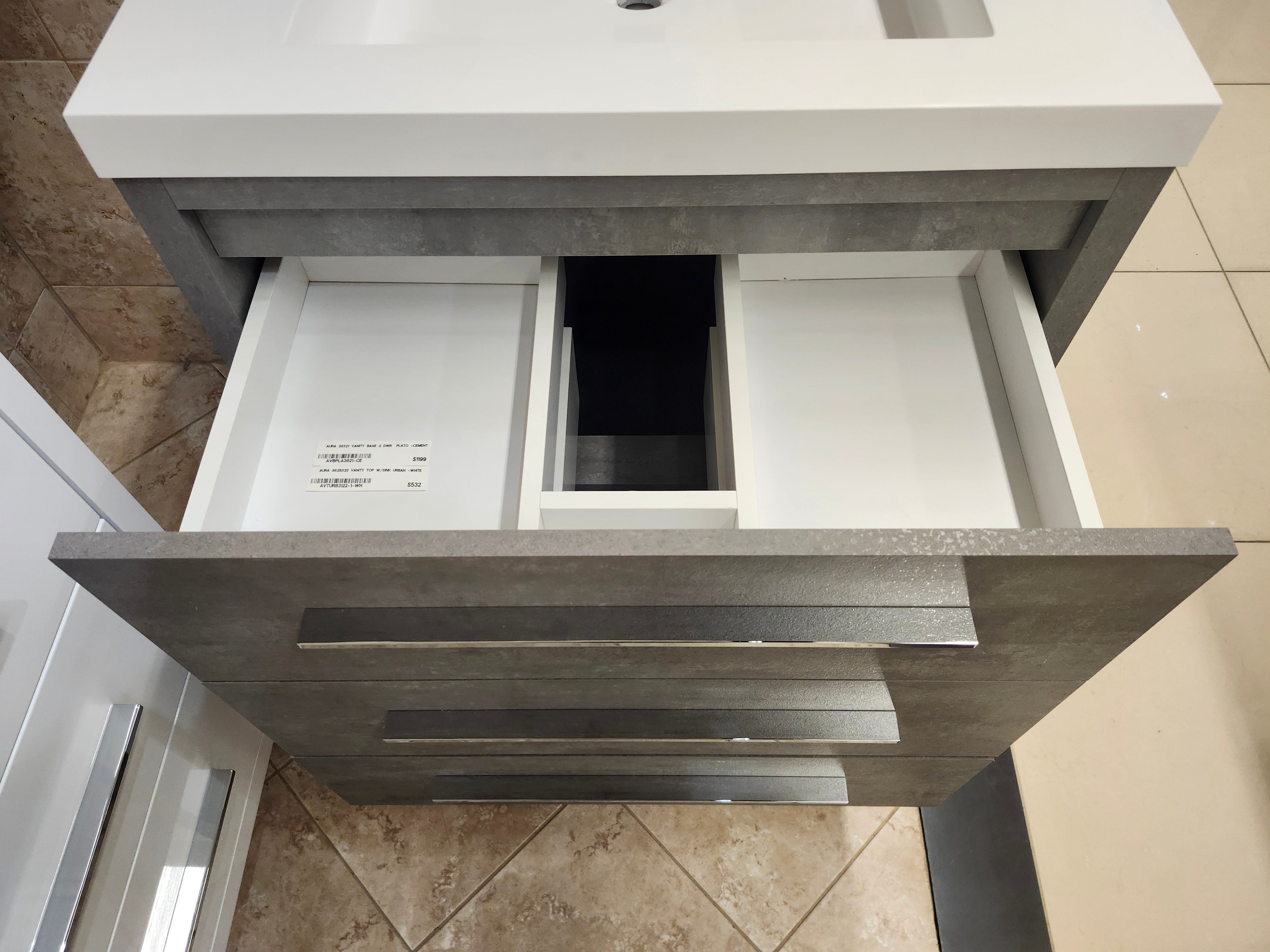 30" Aura Cement Plato Vanity with Countertop Combo (as is)