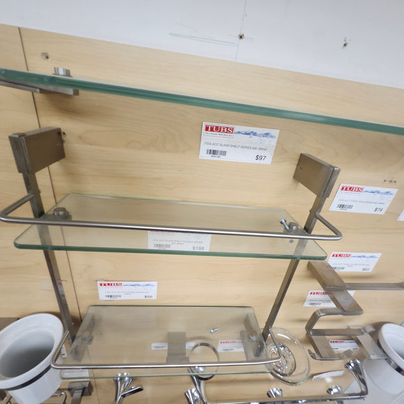 Vida 940 Series Double Glass Shelf Bathroom Accessory Floormodel Sold As is