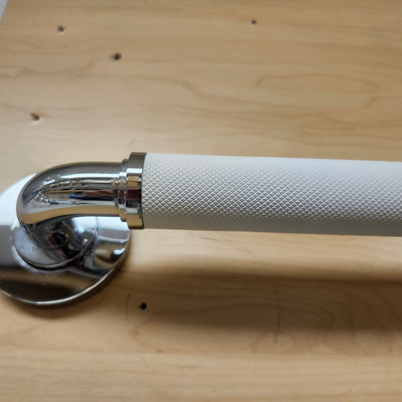 Rubinet Grab Bar 24 Round Flange Chrome and White Floormodel Clearance