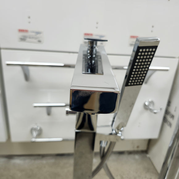 Vida Wave Floormount Tub Filler with Hand Held Shower Head and Lever Handle Floormodel Clearance as Is