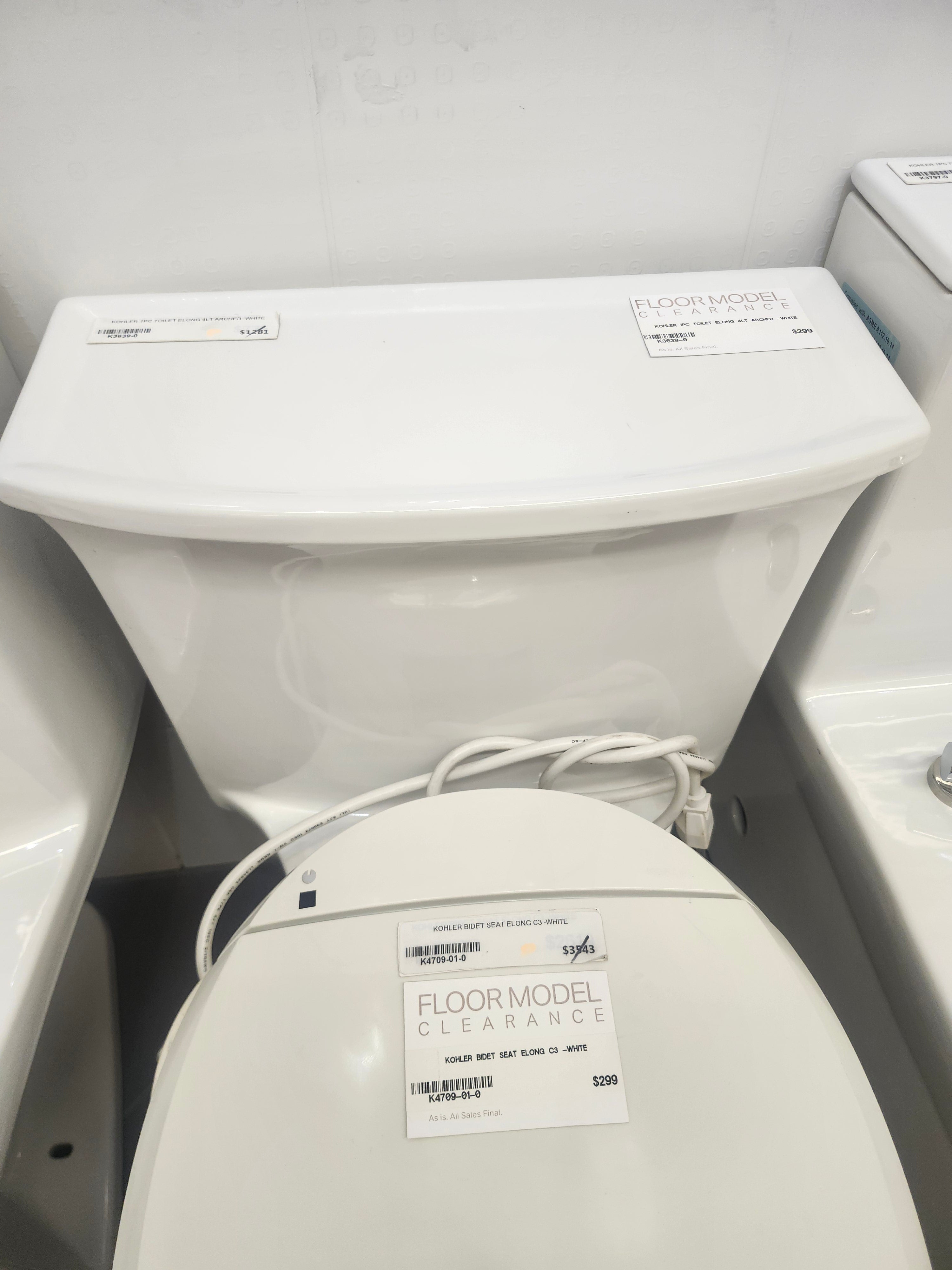 Kohler 1pc Toilet with Bidet Seat Combo (as is)