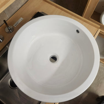 BDI 19 Inch Round White Vessel Vanity Sink Floormodel As is M10 - 0