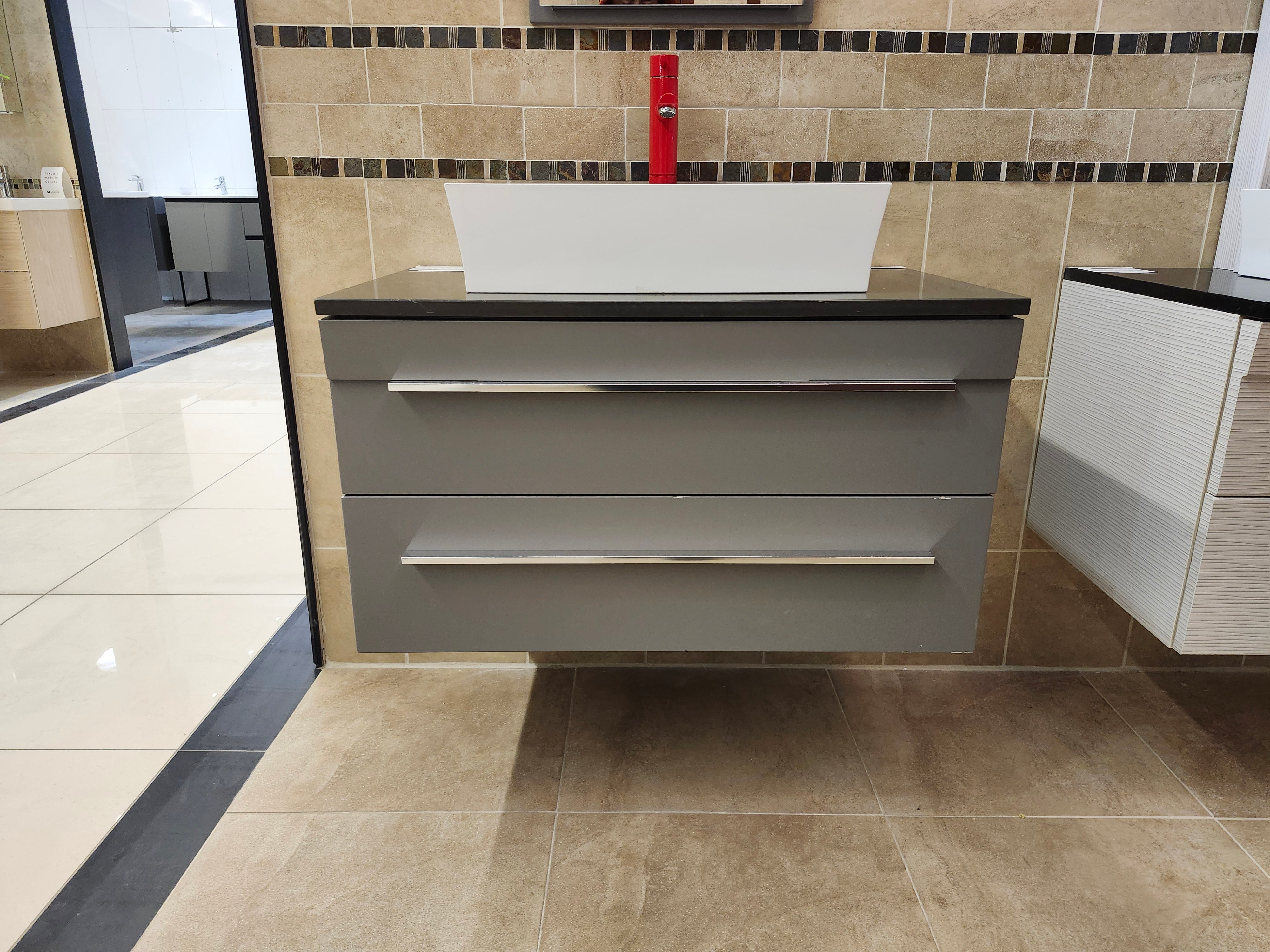 33" Vanico Loft Vanity & Countertop Combo with Mirror (as is) - 0
