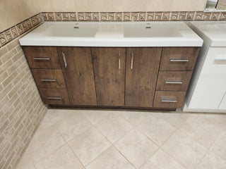 60" Aura Rosewood Art Vanity with Double Countertop Combo (as is)