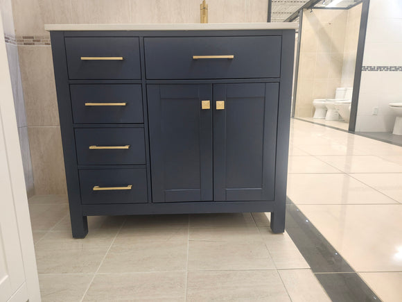 36" Laurel Navy Vanity and Countertop Combo (as is)