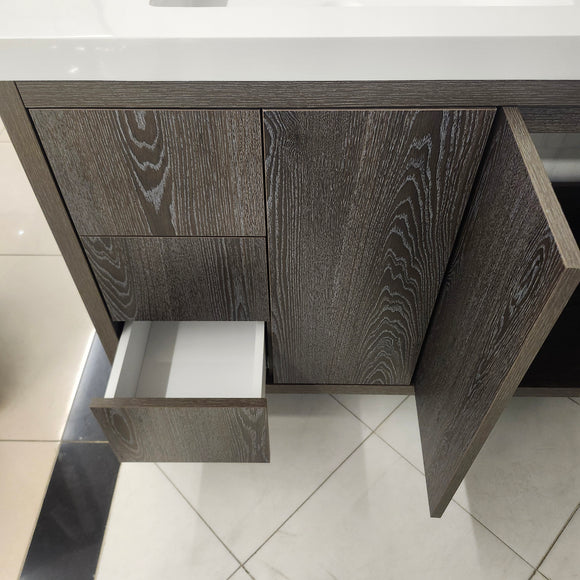Vida Deco York 71 x 21 Vanity and Aura Countertop Sink Combo No handles Floormount Clearance as is L1