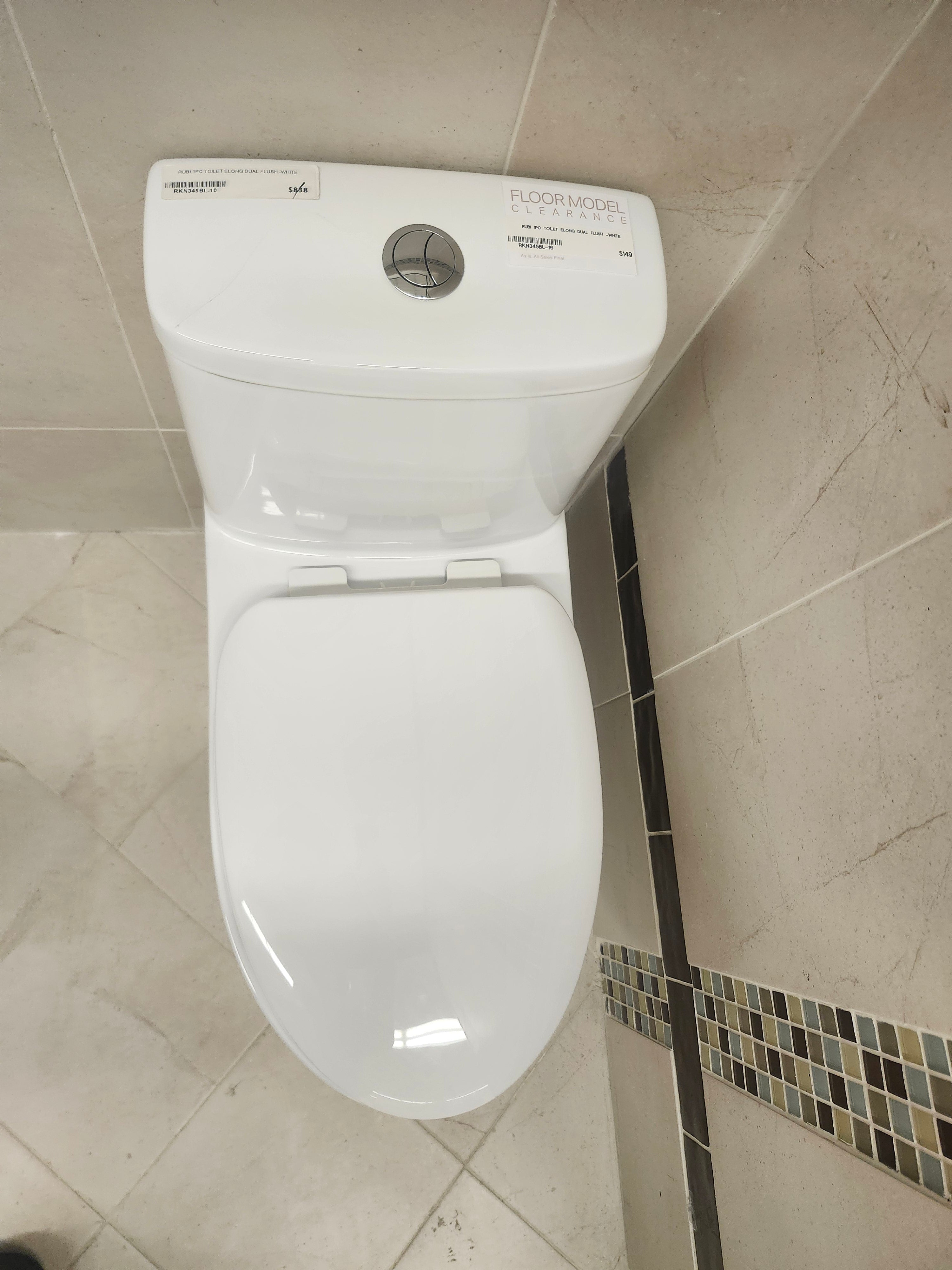 Rubi 1pc dual flush elongated Toilet (as is)