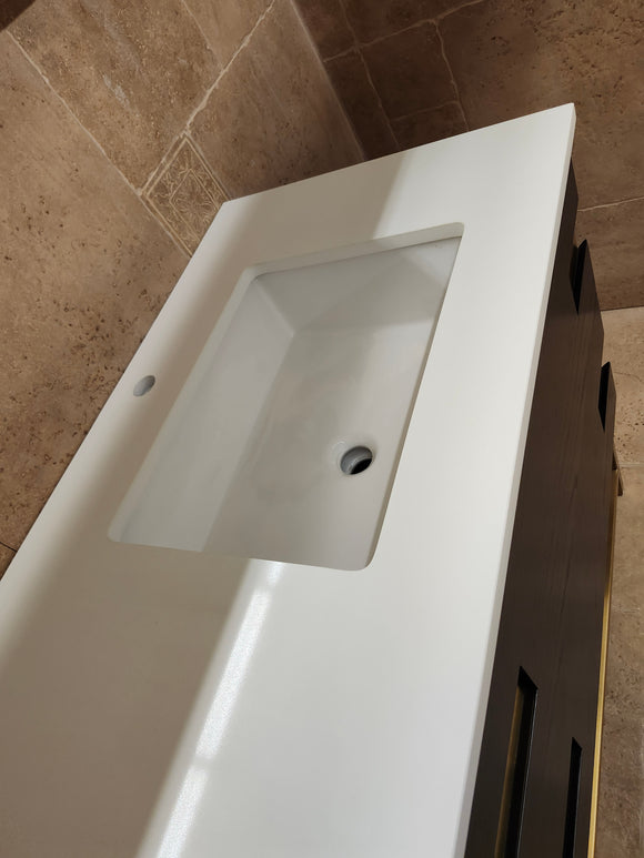 Vida Turin 61 Black/Gold Vanity with double Countertop Combo (as is)