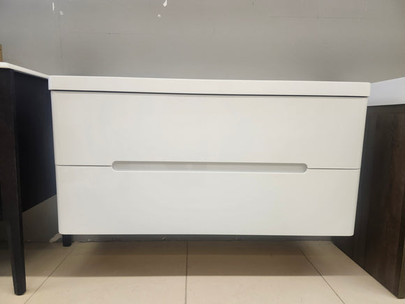 47" Geo Glossy White  Wall Vanity with Countertop Combo (as is) left of g