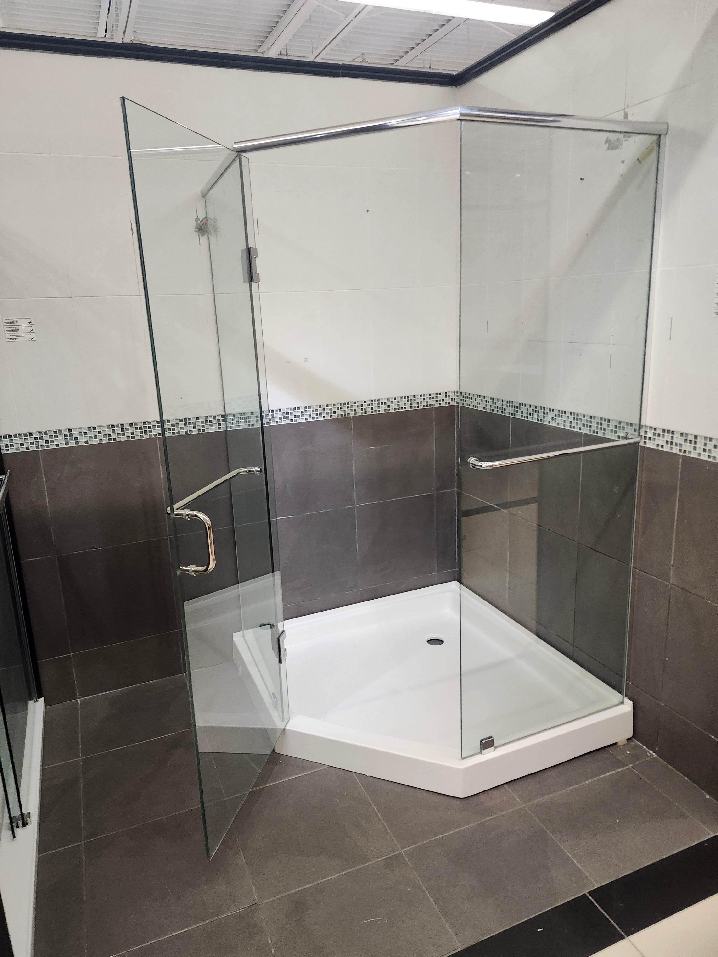 D&M Neo Angle Shower Door and Shower Base Combo (as is)