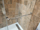 D&M shower door 84-104 chrome hardware clear doors 2 panel roller and shower base as is floor model m3-4