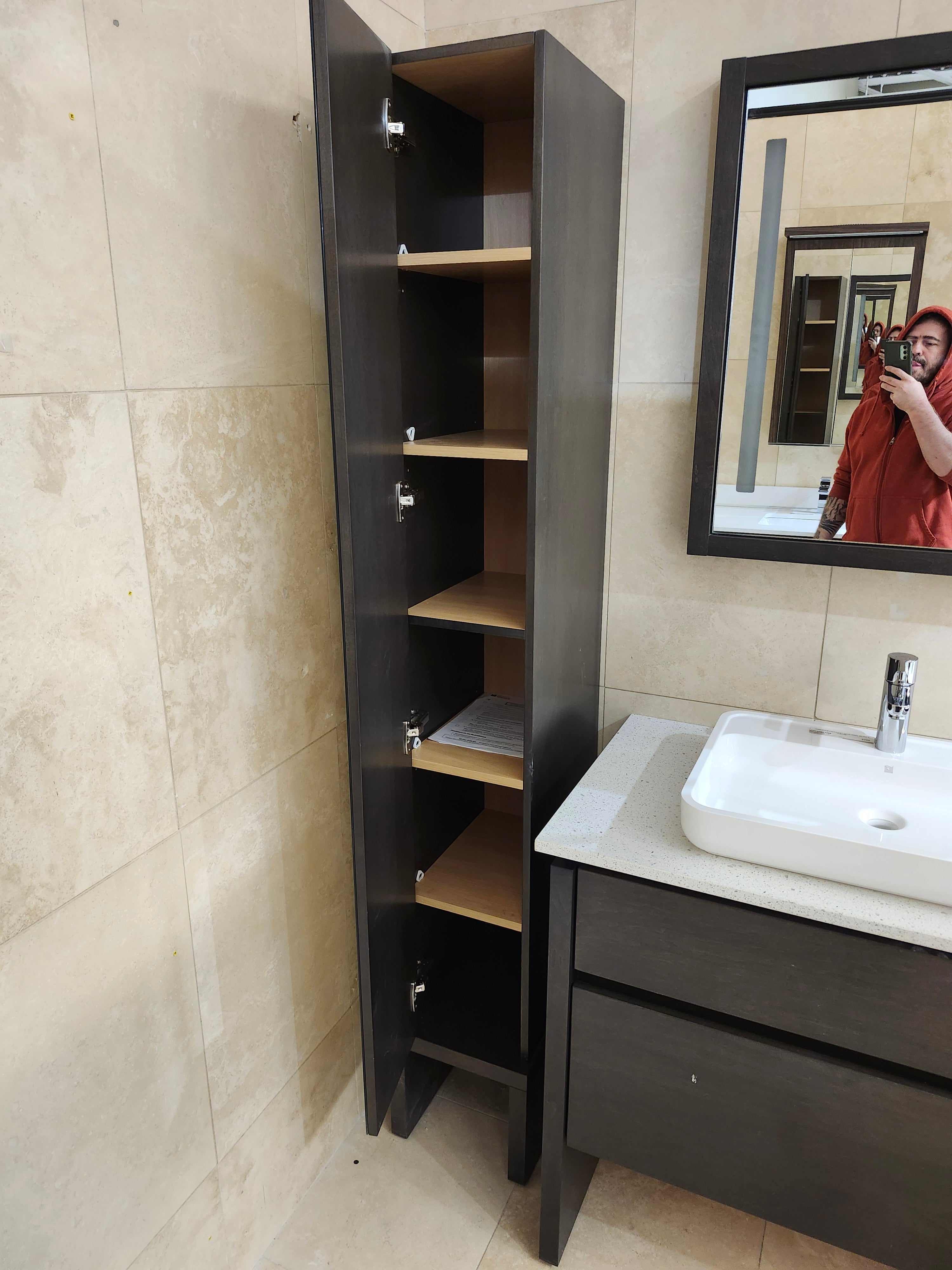 49" Vanico E129 Desk Vanity & Countertop Combo with Mirror and Linen (as is)