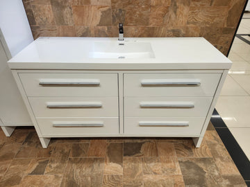 60" Aura Glossy White Plato Vanity with Double Countertop Combo (as is) m3