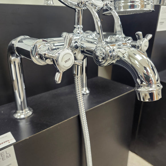 Hansgrohe Axor Series Tub Filler Faucet Montreux Cross Handles Chrome Floormodel Clearance as is Includes Hand Held Shower Head