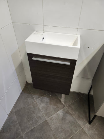 Rubi Vanity 18 x 10 Base with drawer and sink tona as is floormodel clearance l14