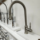 Brushed Nickel Kitchen GNeck Faucet with extending faucet head Floormodel Clearance as is-1