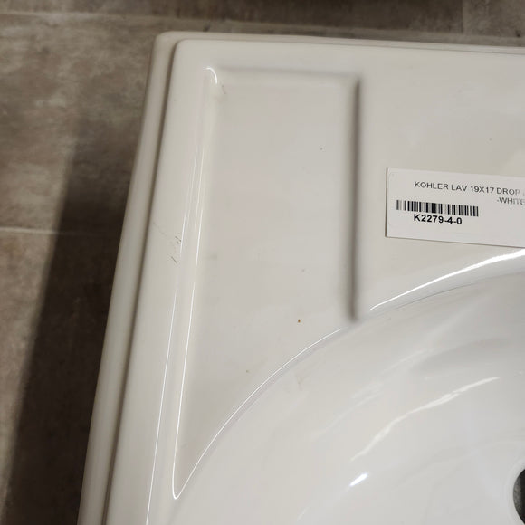 Kohler 19 x 17 Bathroom Sink Devonshire 8CC 3 Hole Predrilled Vanity Sink K2279-4  Biscuit Floormodel Clearance As Is m10