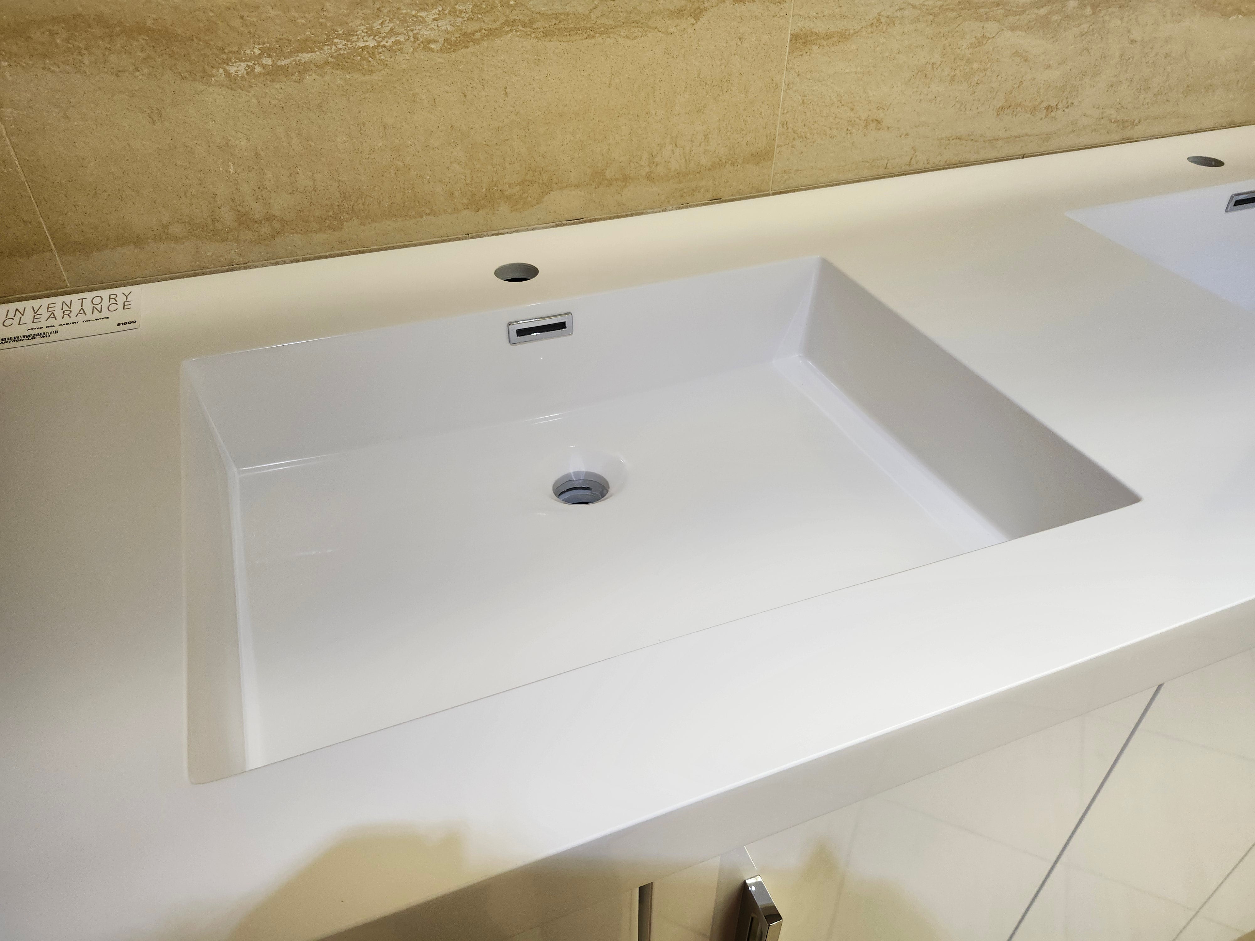 72" Glossy White Art Vanity with Countertop Combo (as is)