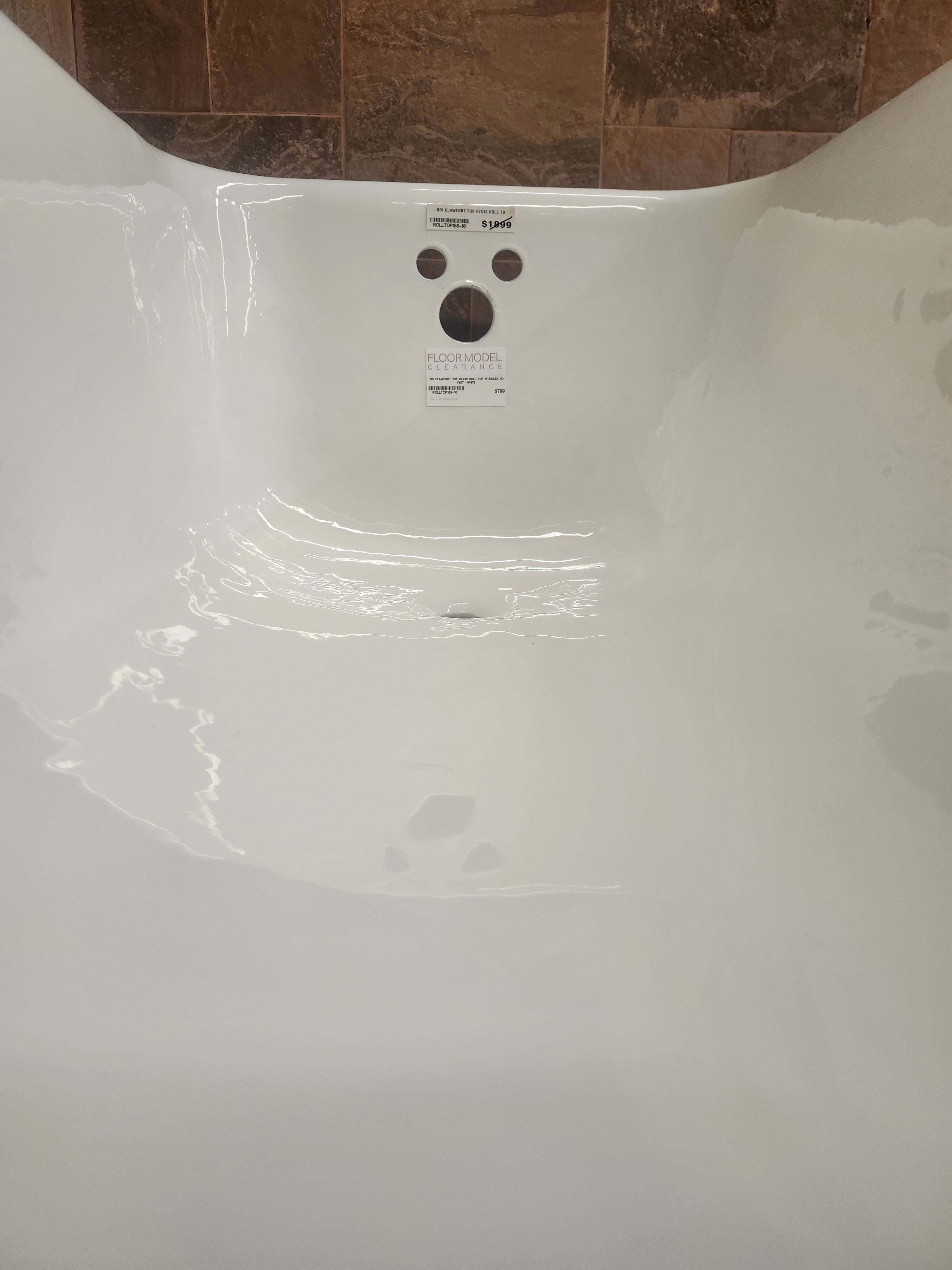 Clawfoot 67x30 Roll Top Freestanding Bathtub (No Feet) (as is)