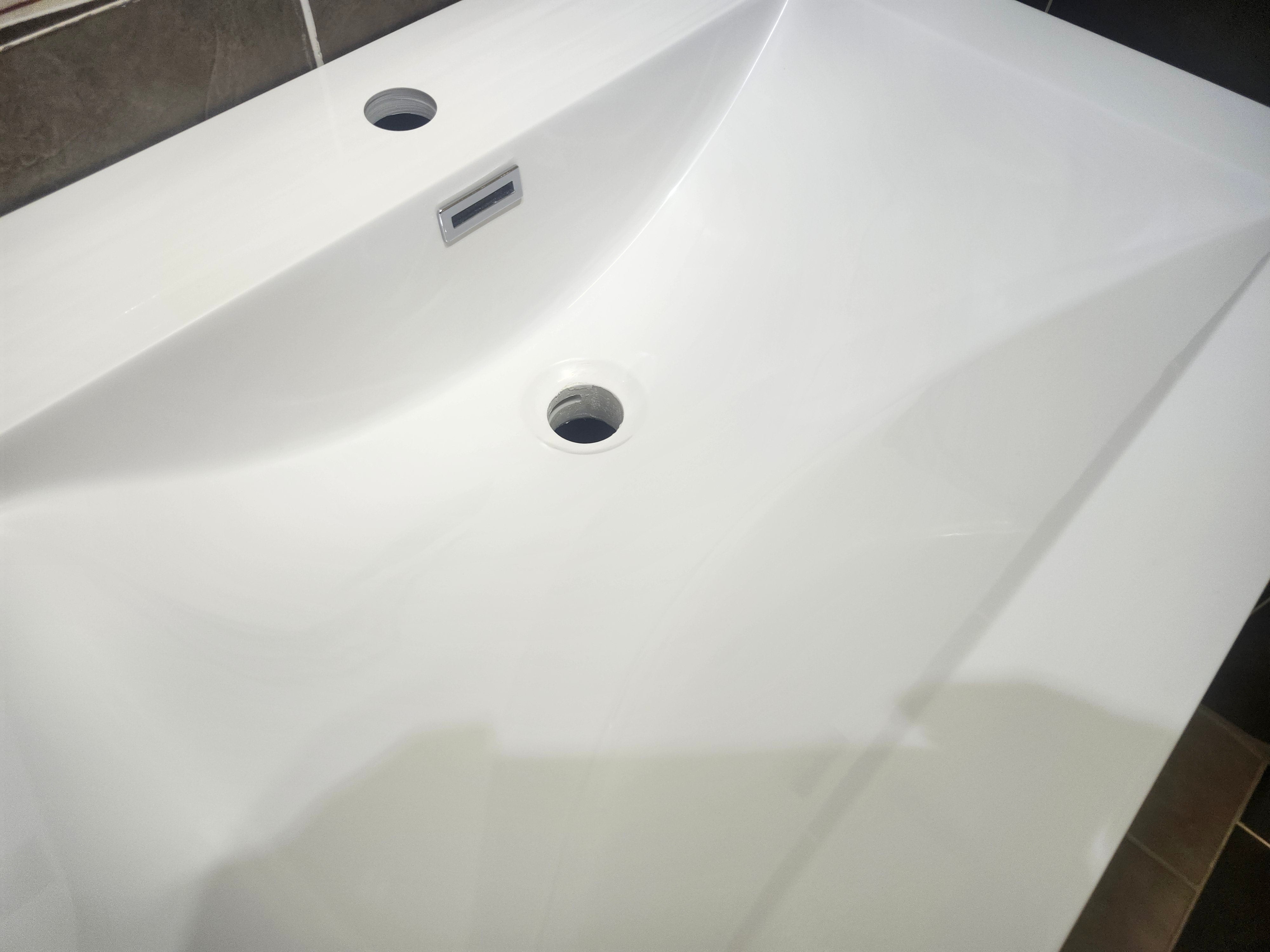 47" Vero Glossy White Vanity with Double Countertop Combo (as is)