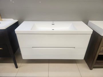 47" Geo Glossy White  Wall Vanity with Countertop Combo (as is)