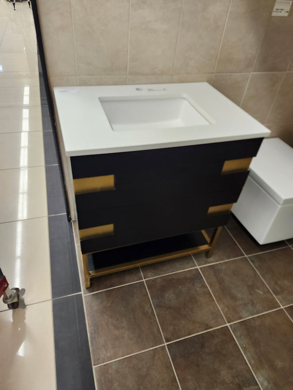 Vida Turin 31" Black/Gold Vanity with Countertop Combo (as is)