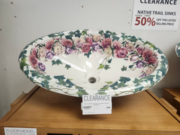 Kohler Artist Editions Drop In Bathroom Sink Flowers Peonies and Ivory Floormodel Clearance 25 1/4 x  17 x 9 1/4