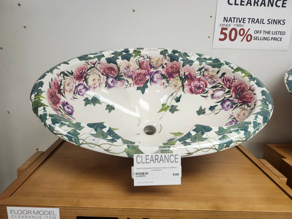 Kohler Artist Editions Drop In Bathroom Sink Flowers Peonies and Ivory Floormodel Clearance 25 1/4 x  17 x 9 1/4