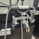 Hansgrohe Axor Series Tub Filler Faucet Montreux Cross Handles Chrome Floormodel Clearance as is Includes Hand Held Shower Head-1