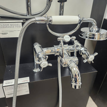Hansgrohe Axor Series Tub Filler Faucet Montreux Cross Handles Chrome Floormodel Clearance as is Includes Hand Held Shower Head