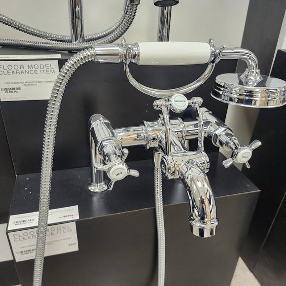 Hansgrohe Axor Series Tub Filler Faucet Montreux Cross Handles Chrome Floormodel Clearance as is Includes Hand Held Shower Head