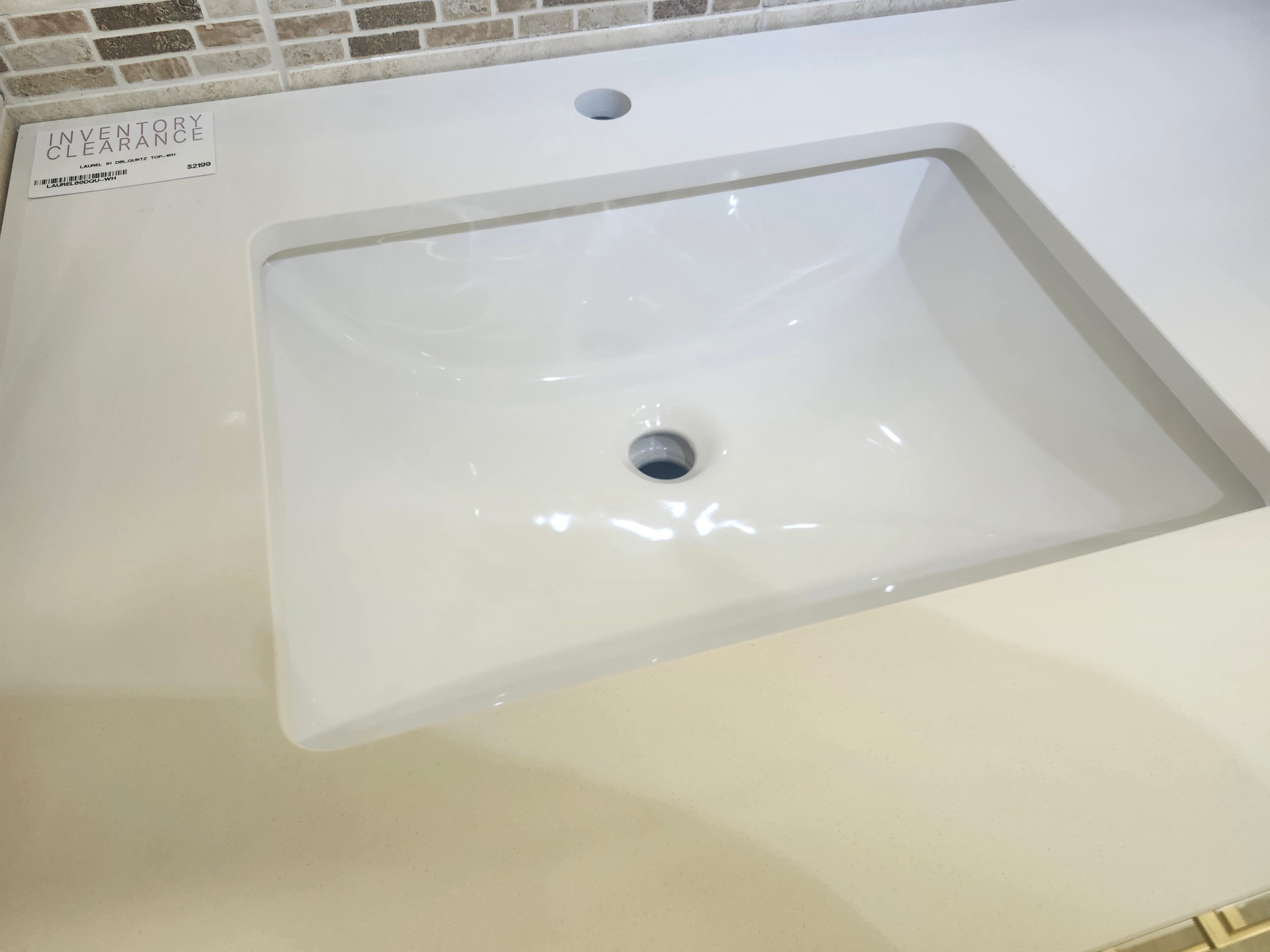 60" Laurel White Vanity and Double Countertop Combo (as is)