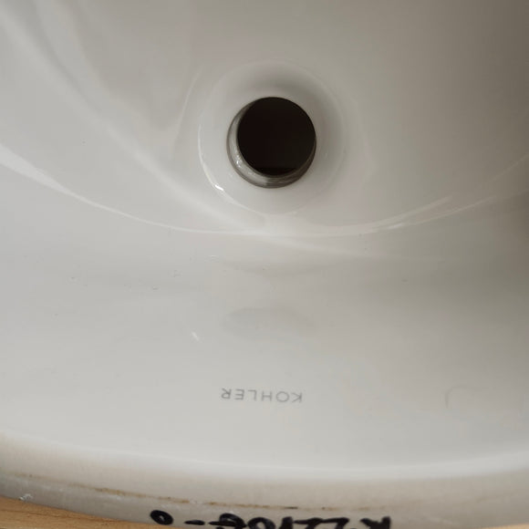 Kohler Caxton 17 x 14 Glazed Undermount No Overflow Bathroom Vanity Sink White Floormodel As Is K2210-G m10