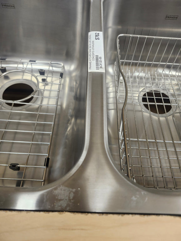 Franke NCX120-29 Sink - Undermount Double Concerto Creased Bottom SS Kitchen Sink Floormodel Clearance as is