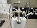 Bathtub Tub Filler Brushed Nickle with hand held shower head Floor model as is no valve included-7