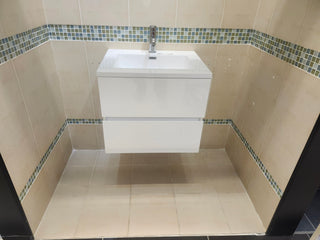23" Moda White Wall Vanity with Countertop Combo (as is)