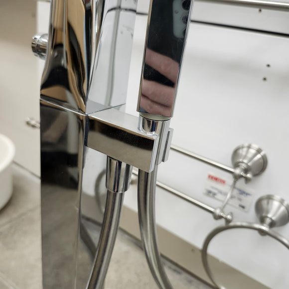 Vida Wave Floormount Tub Filler with Hand Held Shower Head and Lever Handle Floormodel Clearance as Is