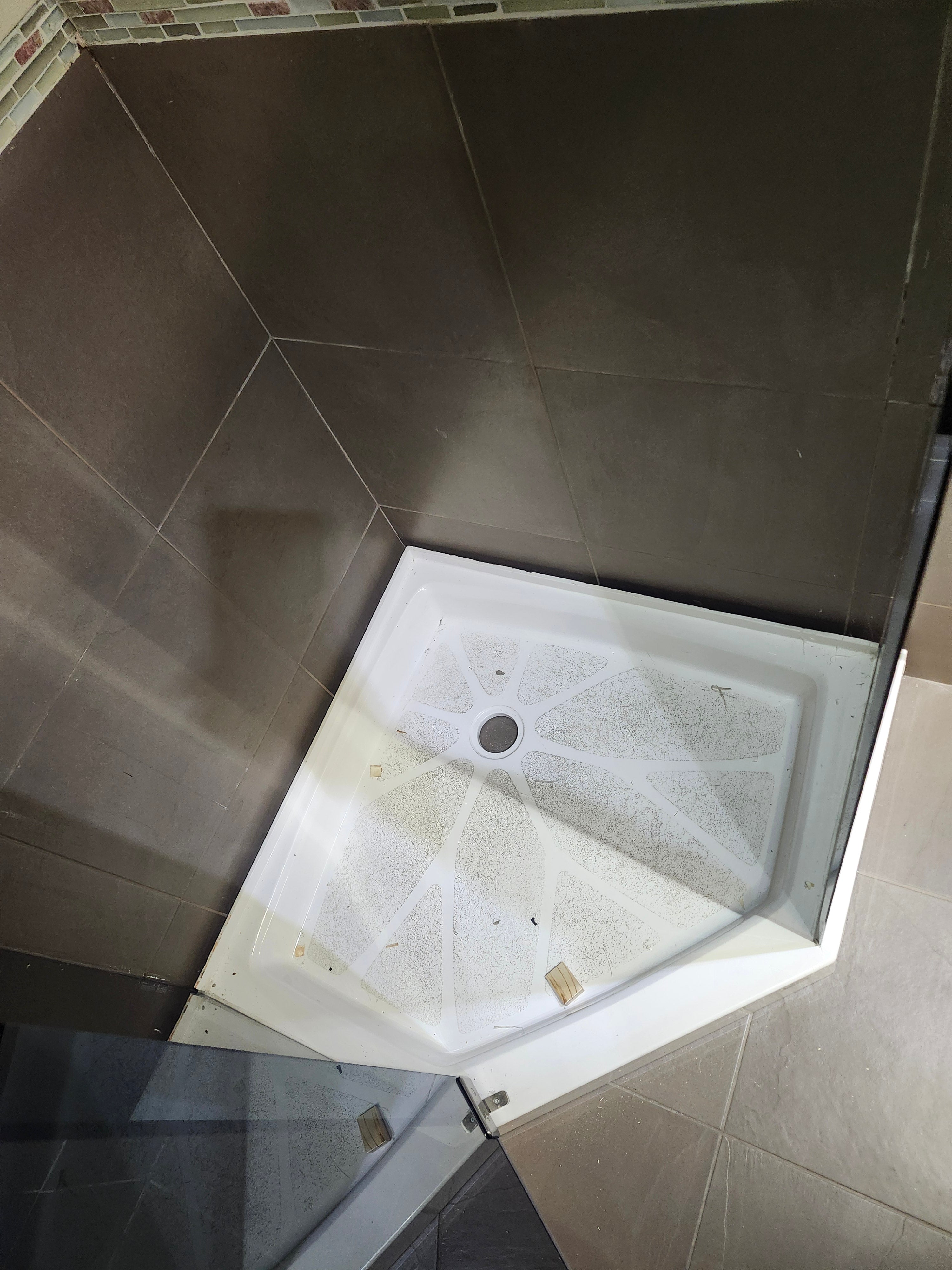 D&M Neo Angle Shower Door and Shower Base Combo (as is)