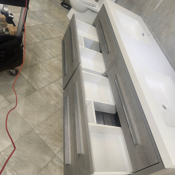 Aura Plato 72 x 21 Vanity and Countertop Sink Combo Floormodel Clearance As is m4
